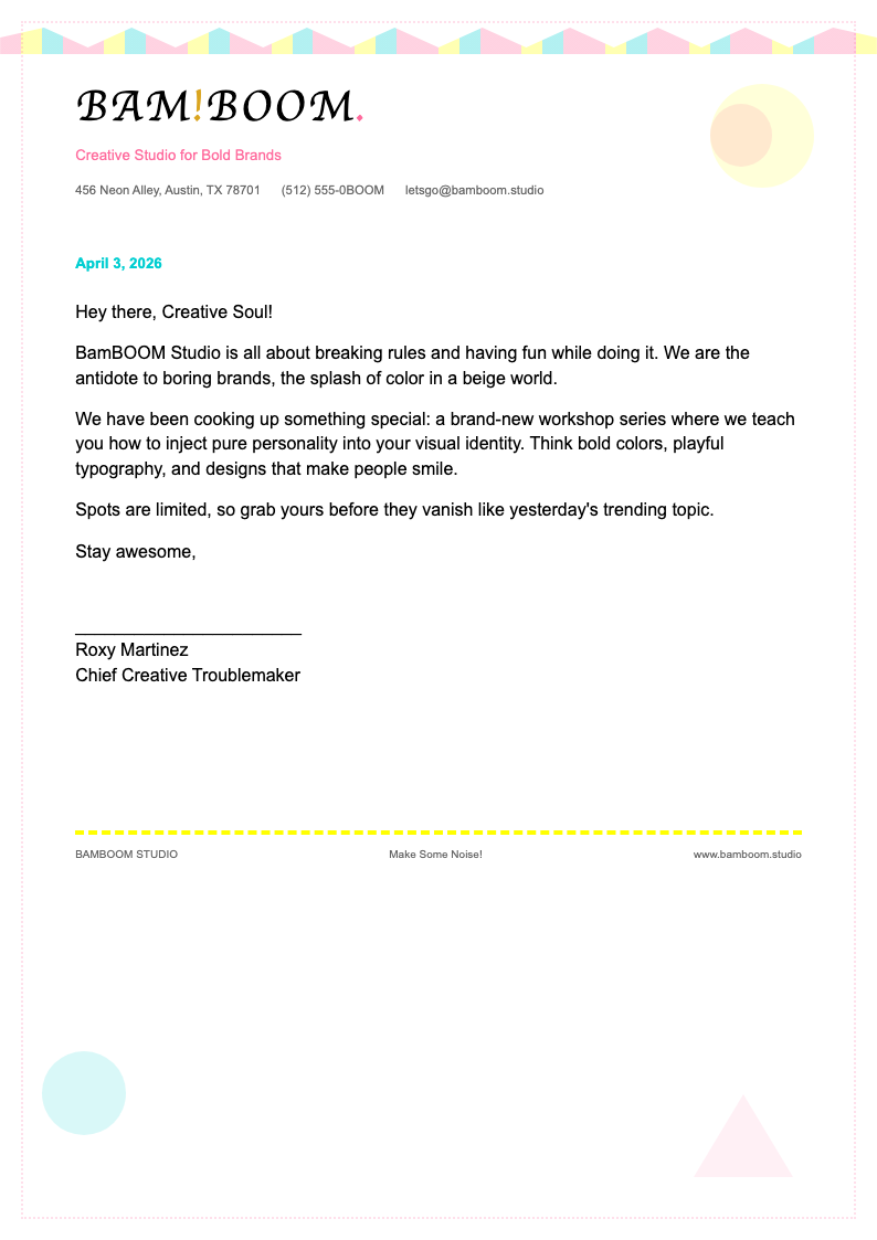 Memphis revival decorative letterhead